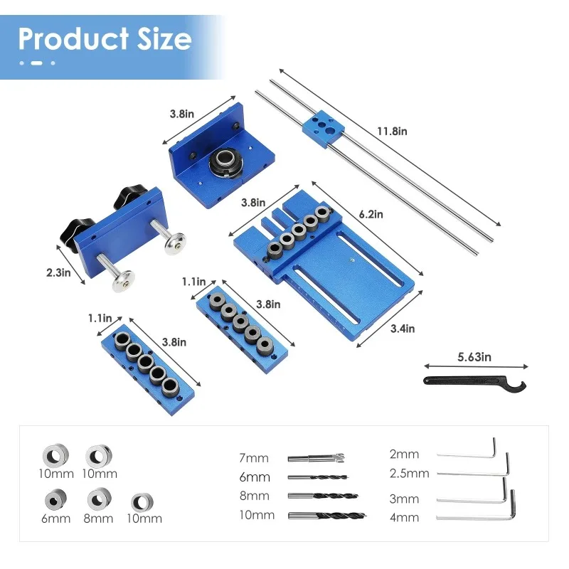 28-Pcs 3-in-1 Dowel Jig Set Woodworking Doweling Drill Positioners 6/8/10mm Hole Sleeves Tools with Storage Box