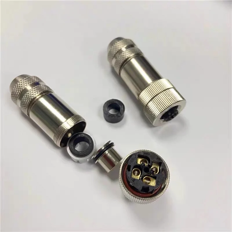 M12 Metal shielded connector Straight Ethernet connector Aviation waterproof plug 4 cores 5 cores 8 cores 12 cores