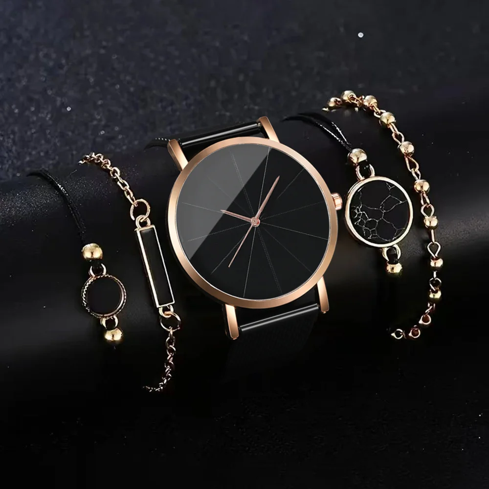 Fashionable Men's Watch+elegant Women's Bracelet, Stainless Steel Strap, Electronic Movement, Perfect Gift for Women and Men