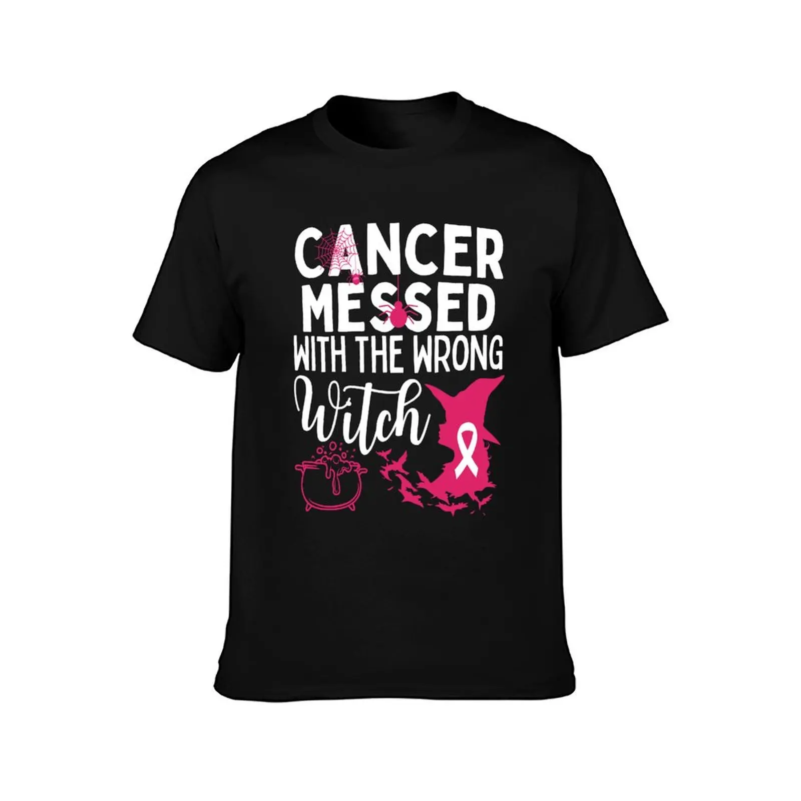 Cancer Messed With The Wrong Witch Breast Cancer Awareness T-Shirt Summer Casual Cotton Tee Oversized Streetwear Tops