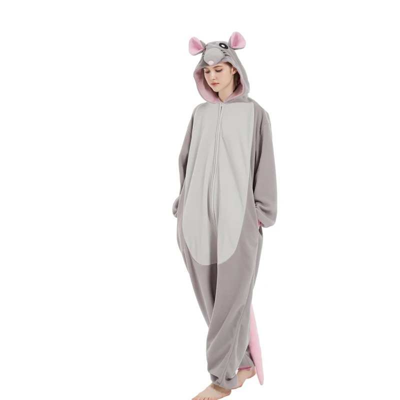 Adult Mouse Zipper Animal Kigurumi wool one-piece pajamas party cartoon costumes Halloween party Cosplay one-piece pajamas