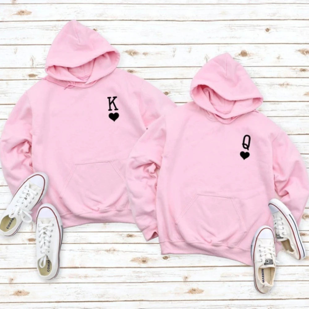 Valentinstagsgeschenk und Kronenliebe Hoodie King Spades Queen of Hearts Geschenk für passendes Paar Winter Hoodie Langarm Sweatshirt