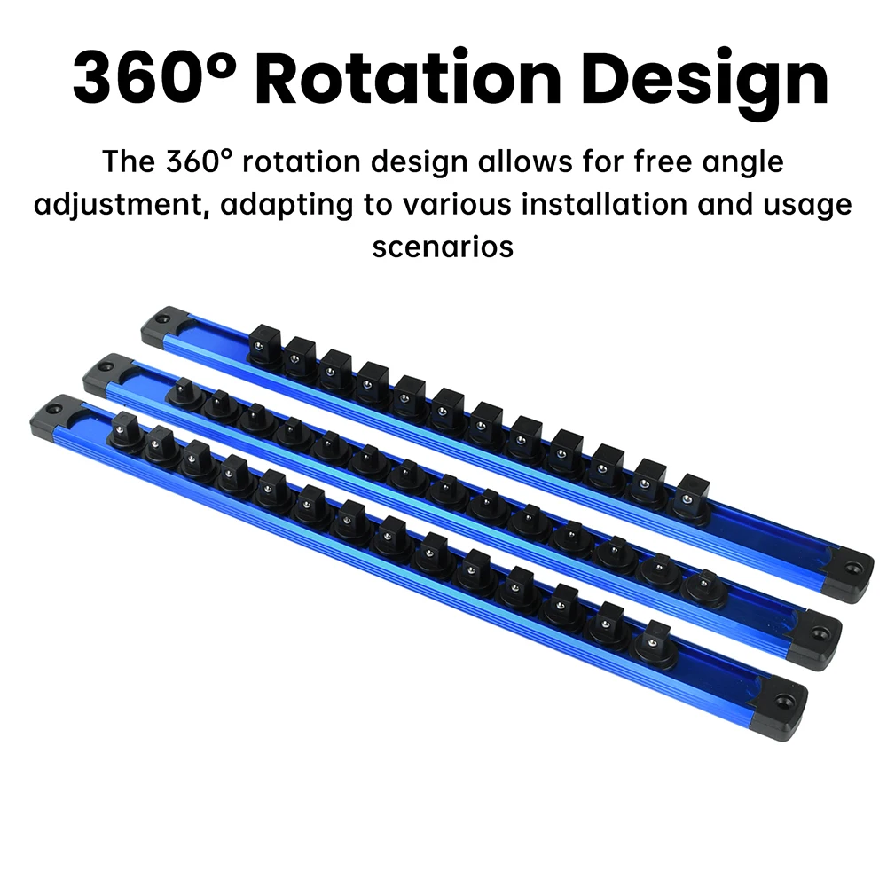 360° Swivel Magnetic Socket Holder Organizer Heavy Duty Aluminum Alloy Rack For 1/2