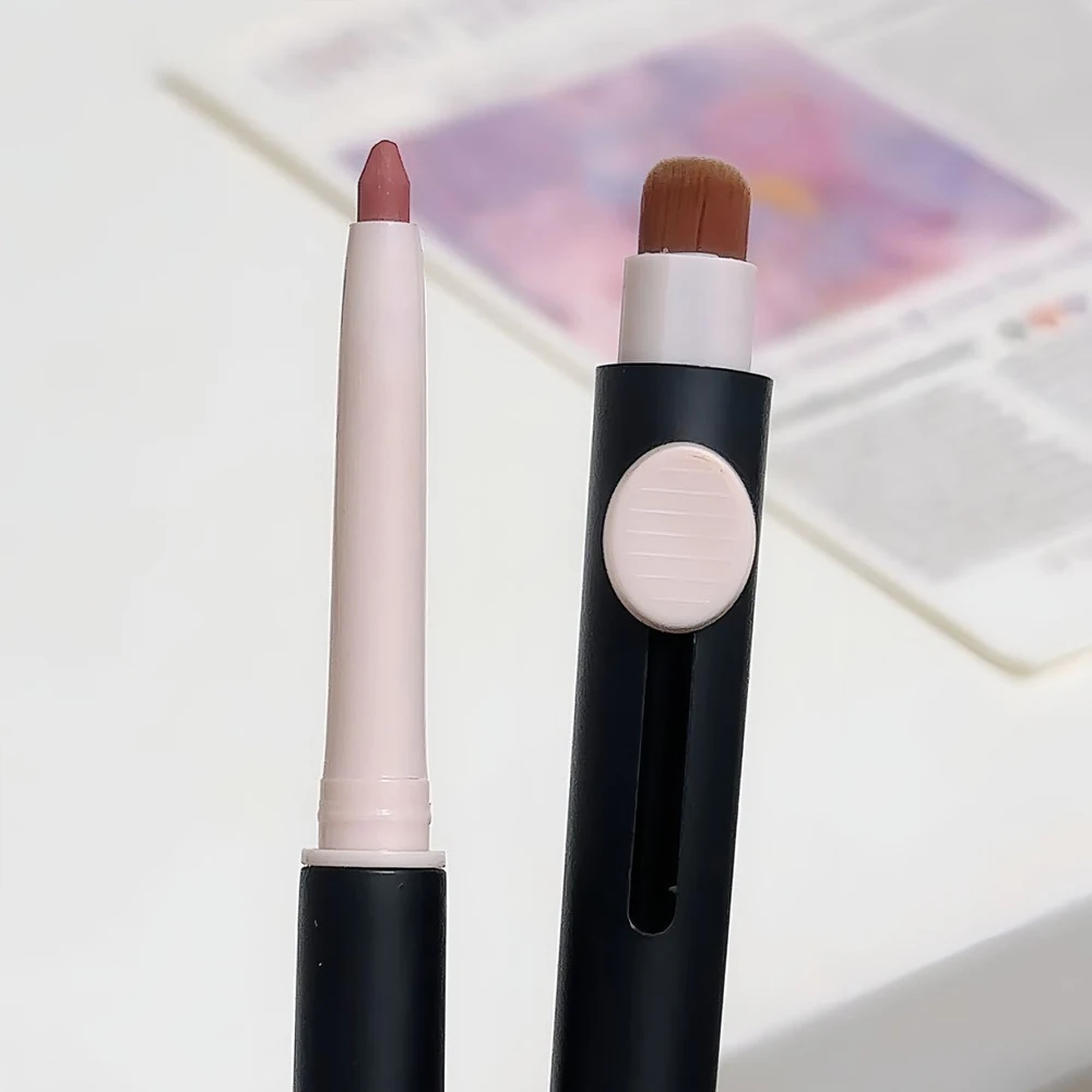 Pinceau double tête en velours hydratant pour contour des lèvres, crayon d'augmentation des lèvres, rouge à lèvres, maquillage tridimensionnel, Jules Liner