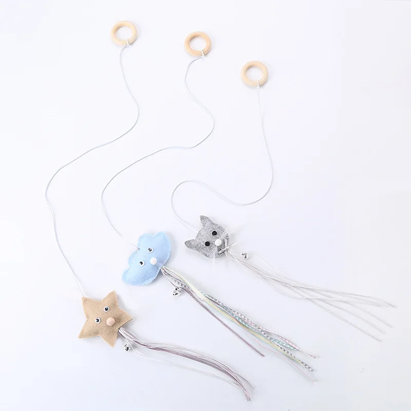 Pet Cute Star Cloud Shaped Pull Ring Cat Self Fun Interactive Play Cat Toy