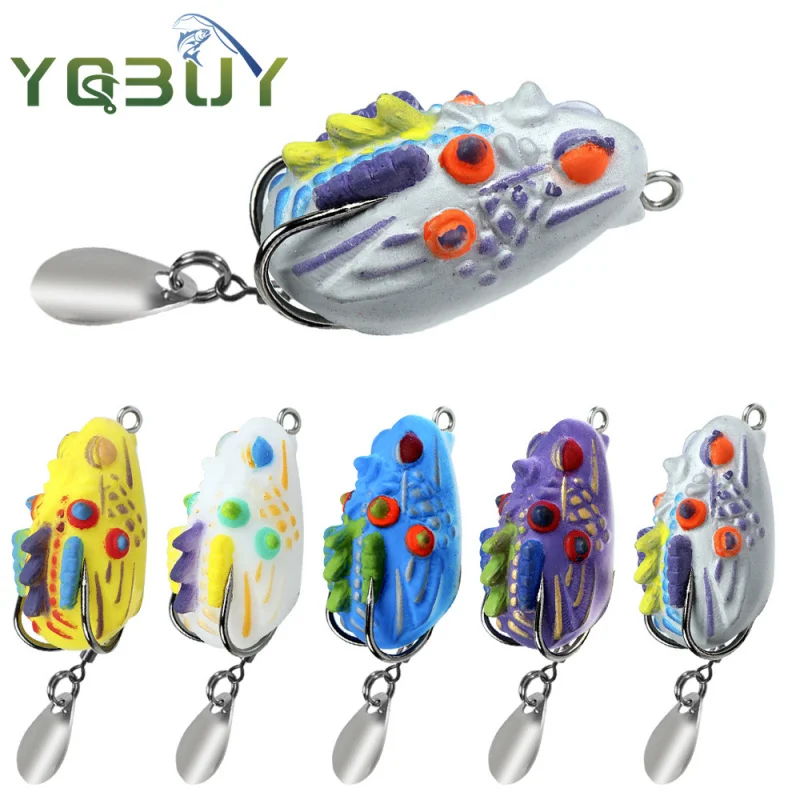 

Набор из 5 искусственных приманок Thai Thunder Frog, 3,5 см/4,4 г, с блестками, двойным крючком, мягкая приманка в форме лягушки для имитации черной рыбы