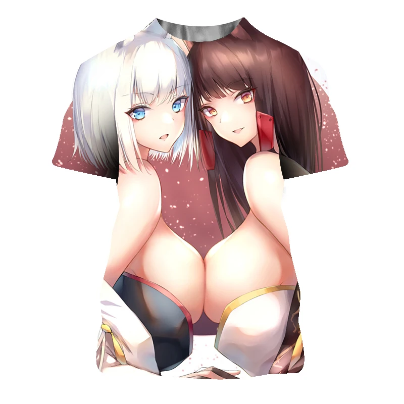 Summer Men Casual Sandy T Shirt 3D Printed Sexy Anime Tee Hentai Naked Girl Graphic T-shirts Harajuku Fashion Women Short Sleeve