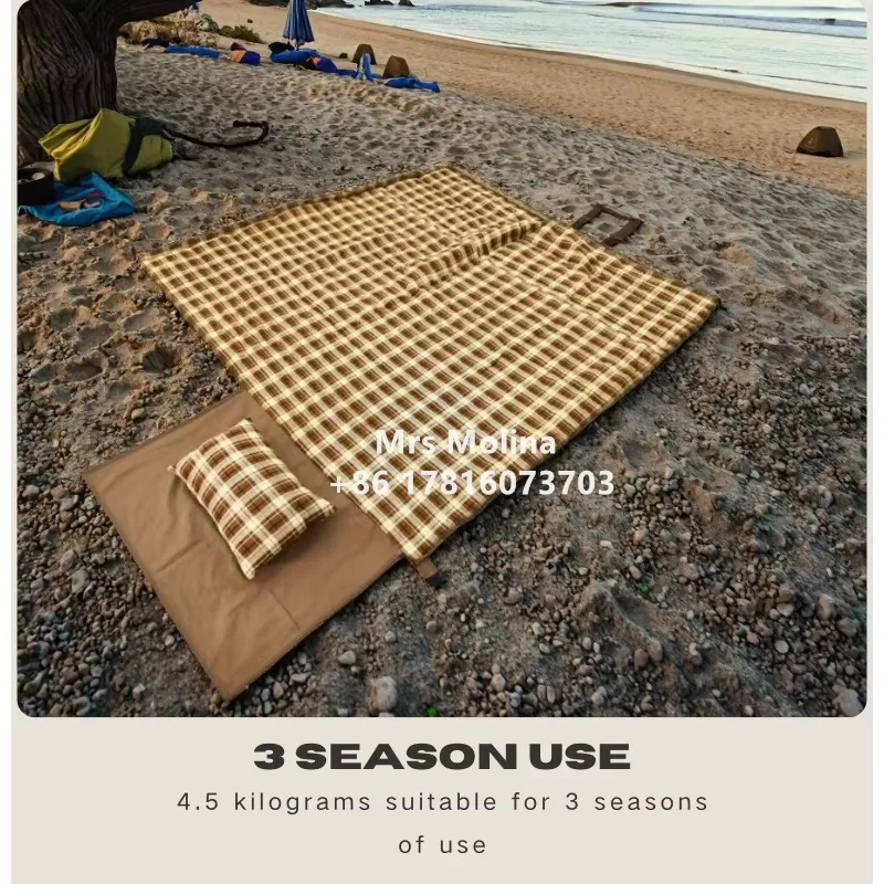 

Low Price Waterproof Big Size 5kg Canvas Shell Fleece Lining Double Layer Fishing with Sponge Camping Sleeping Bag
