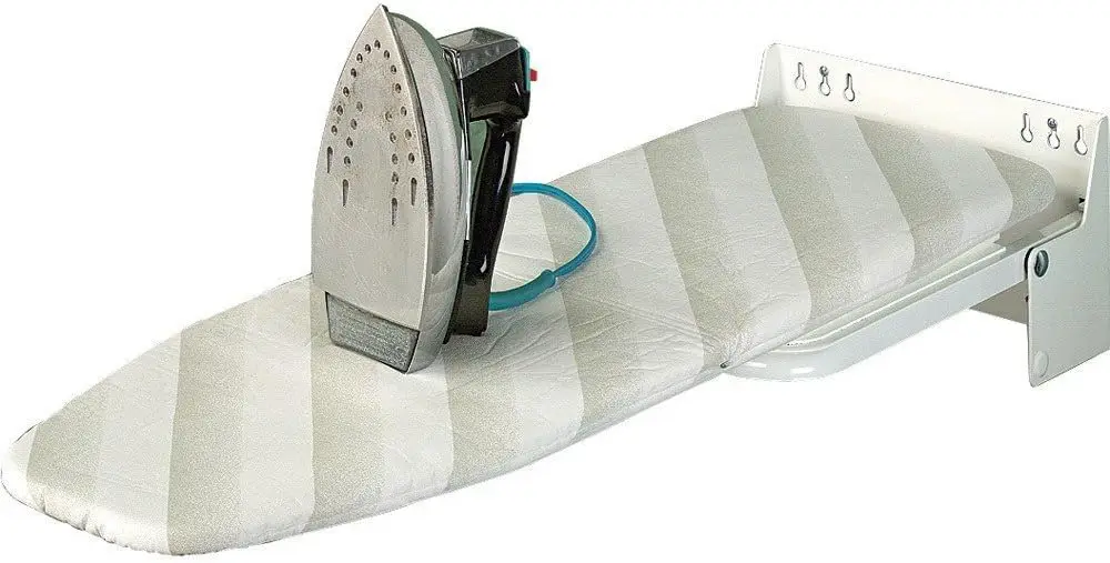 

Folding Wall Mounted Ironing Board Striped White Gray Easy Installation Storage