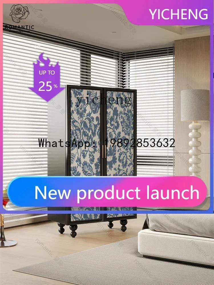 b191 Clothes Storage Cabinet Household Bedroom Solid Wood Wardrobe Wardrobe Double-Door Installation-Free Locker