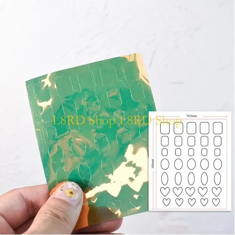 L8RD Exquisite Geometric Love Sticker Decals for Aurora Glass Paper Nails Tips Paper Art Patch DIY Art Ornamen