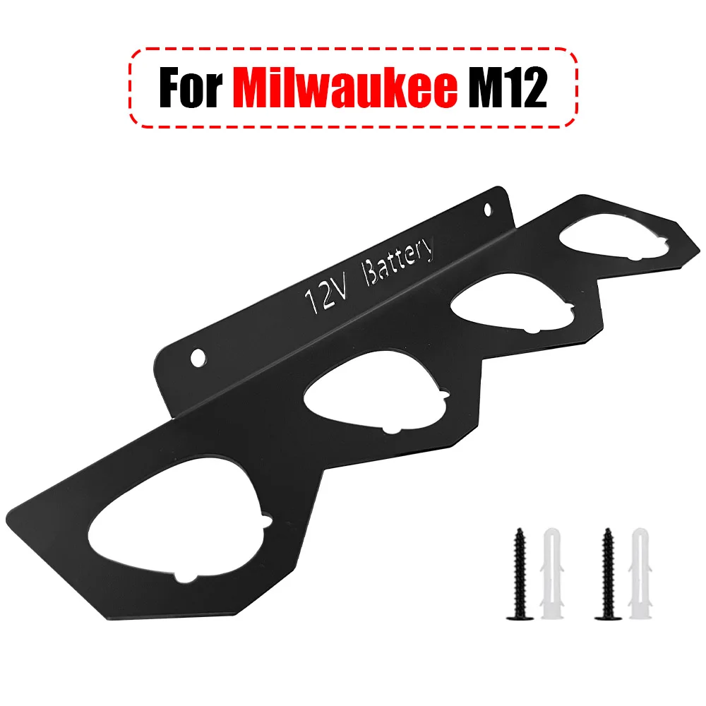 

ABKW-Wall Mount Battery Holder With 4 Slots Metal Rack For M12 Li- Battery Tool Bracket Fixing Devices ﻿