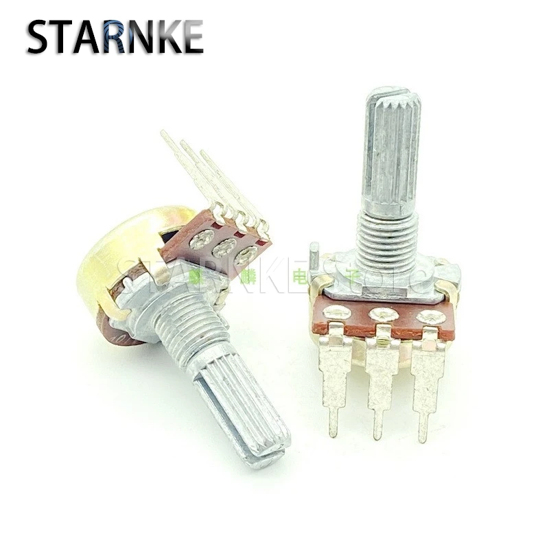 2PCS 16 Type A10K Vertical Single Amplifier Audio Speaker Volume Potentiometer Bend Feet 3-Pin Flower Shaft 20mm