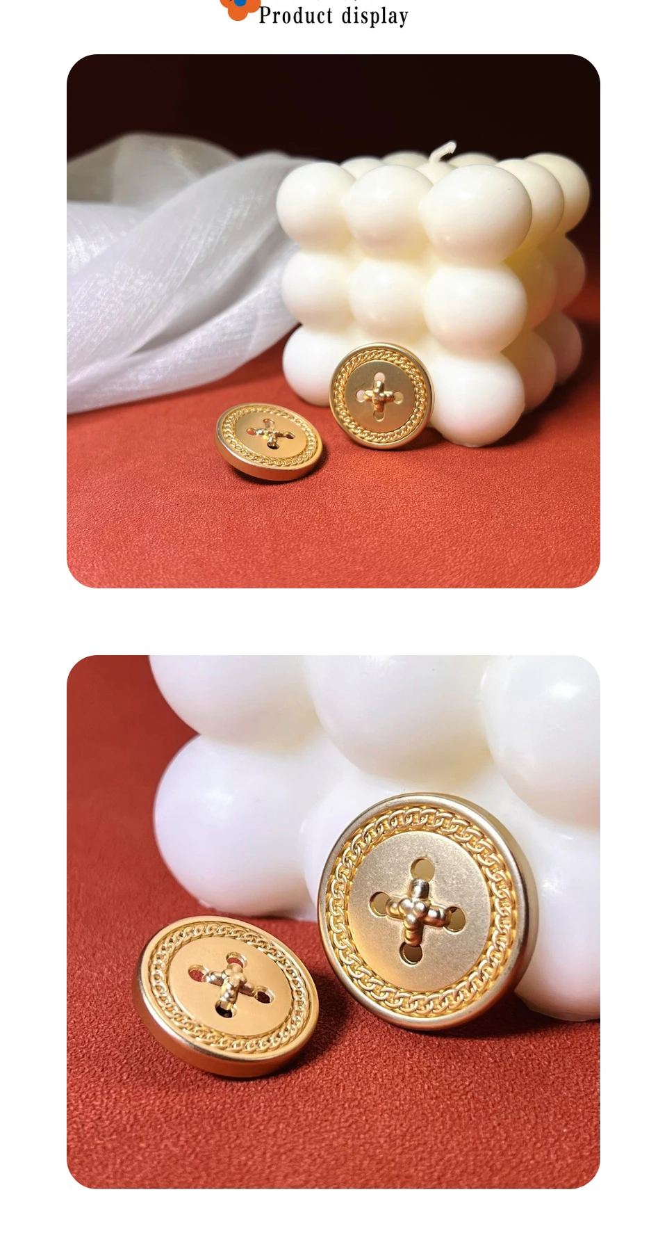 10 Stück goldene Metallknöpfe für Kleidung, Hosen, Tasche, DIY, Handwerk, hochwertige dekorative, ausgehöhlte runde Knöpfe, Zubehör – Detail 1