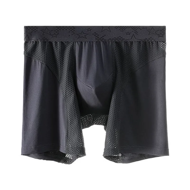 Boxers de malha modal masculino, cueca respirável, calças masculinas de perna longa, boxershorts de tamanho grande, L a 6XL
