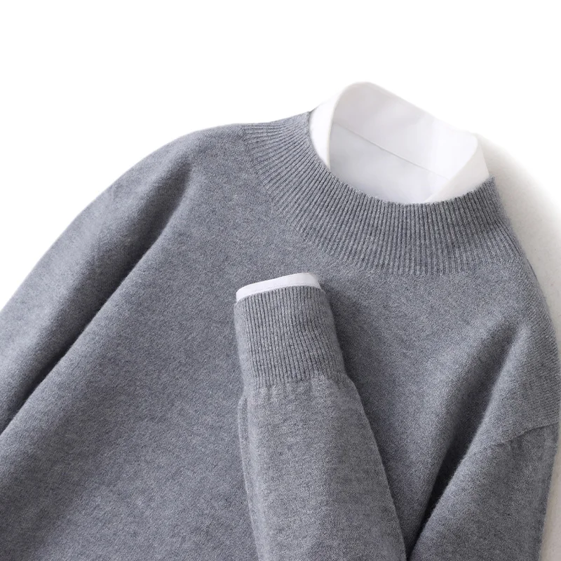 Autumn And Winter Men's 100% Pure Wool Diamond Striped Pullover Sweater Casual Business Wool Knitted Bottoming Shirt