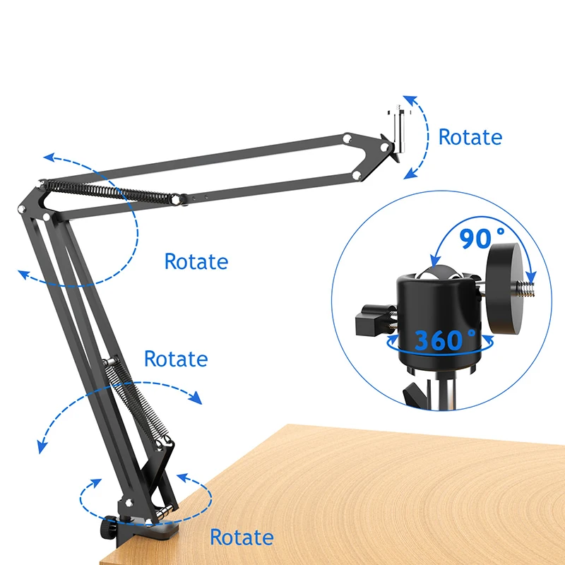 Treppiede Da Tavolo Con Luce Anello Regolabile 6" – Braccio Flessibile, Clip Per Telefono, Per Video Top-down, YouTube E Live Streaming