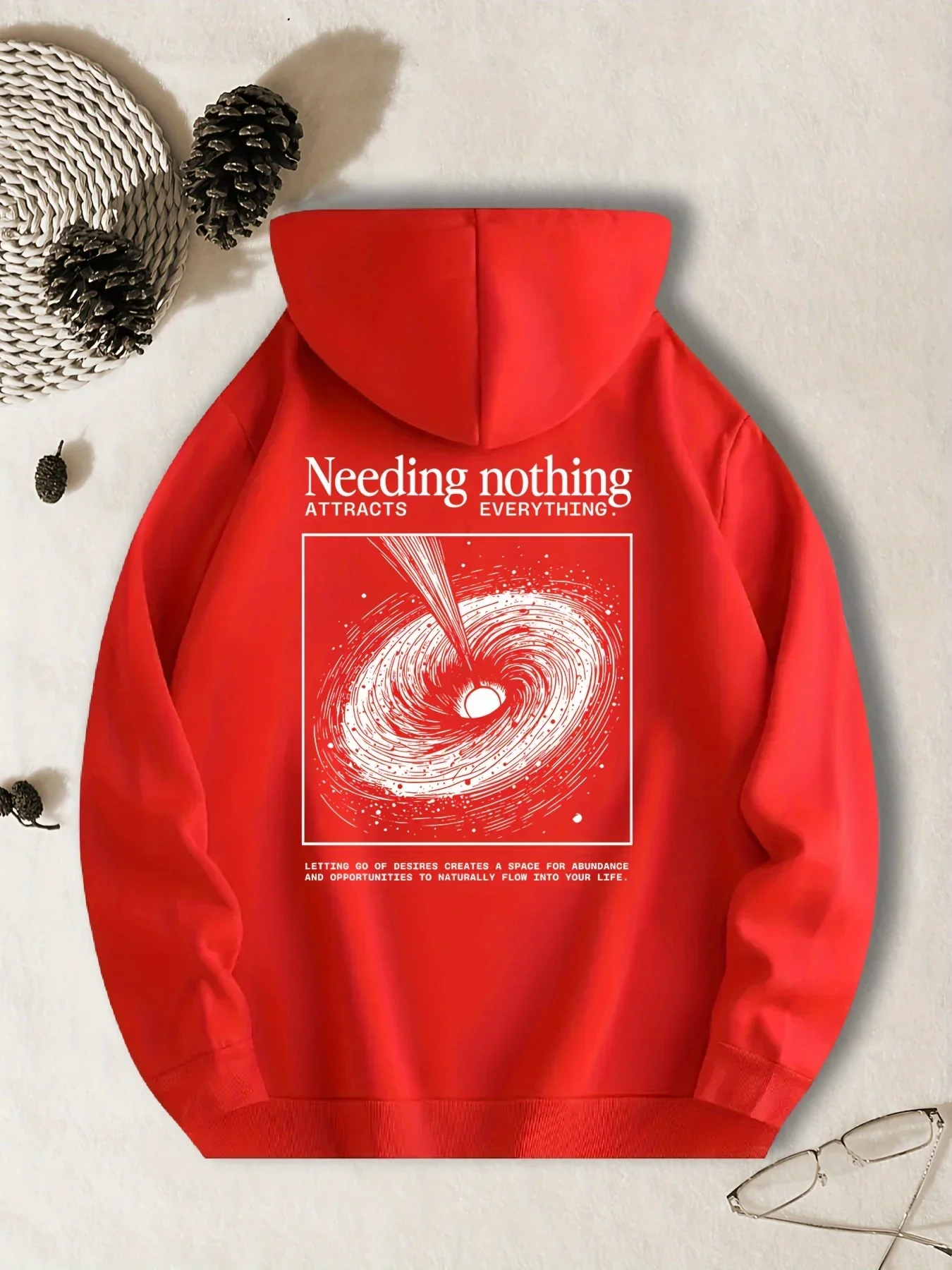 Y2K Streetwear Space Galaxy Hoodie Cosmic Swirl Motivational Slogan Back‑Print Sweatshirt Loose Unisex Fleece Hoodie