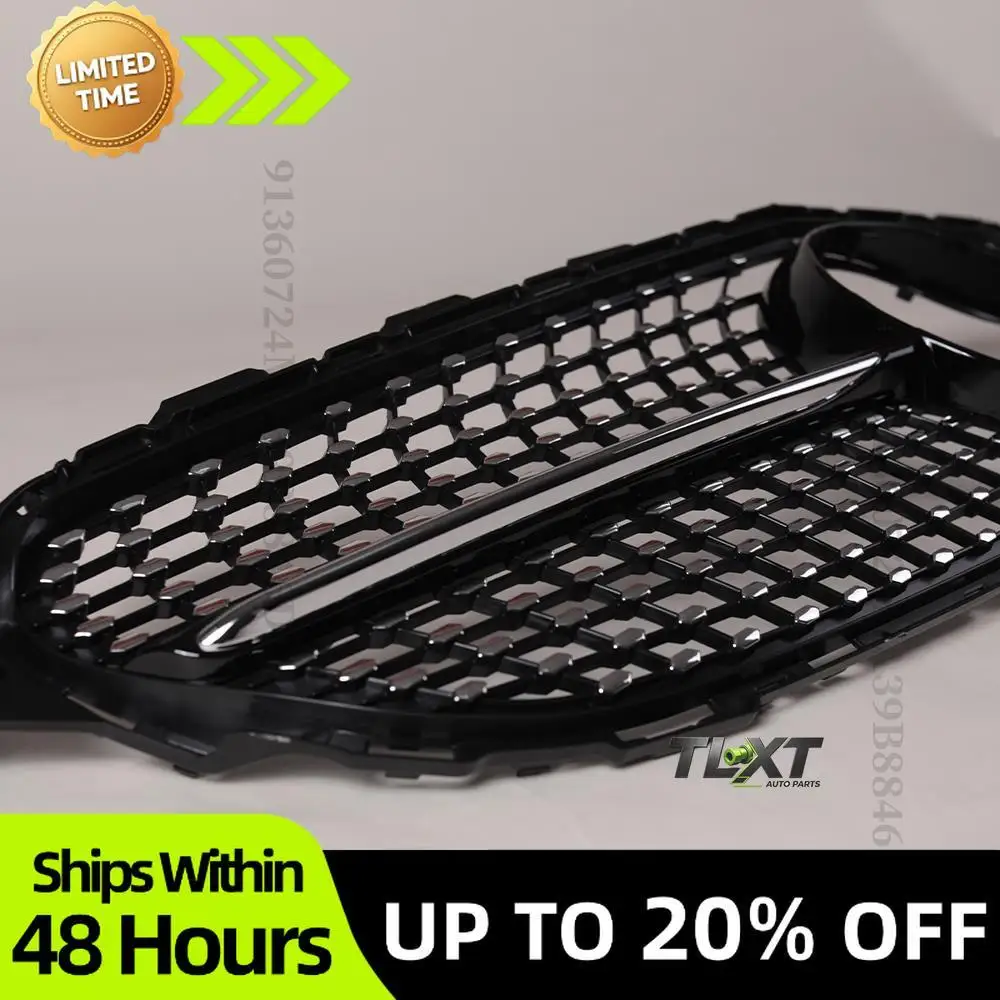 Image of TLXT Frontstoßstangengrill für Mercedes W205 Benz C S205 C205 2014-2021 C180 C300 C250 C200 C260 im modifizierten Diamant-Stil