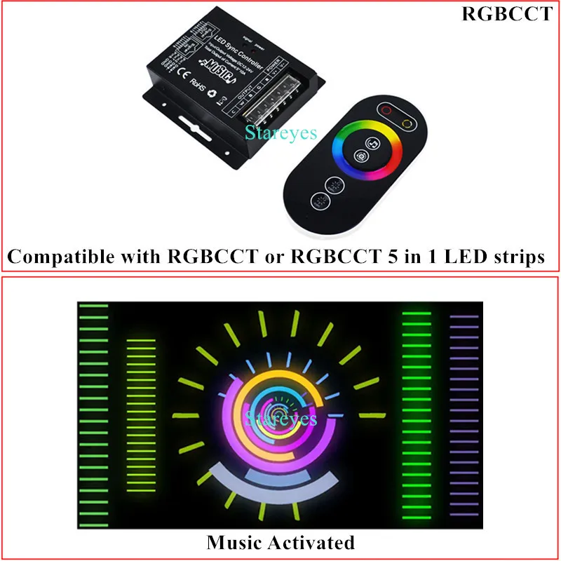 RF 433 Remote Controller Touch Screen Remote Control Single color Dimmer CCT RGB RGBW RGBCCT LED strip Music Activated receiver