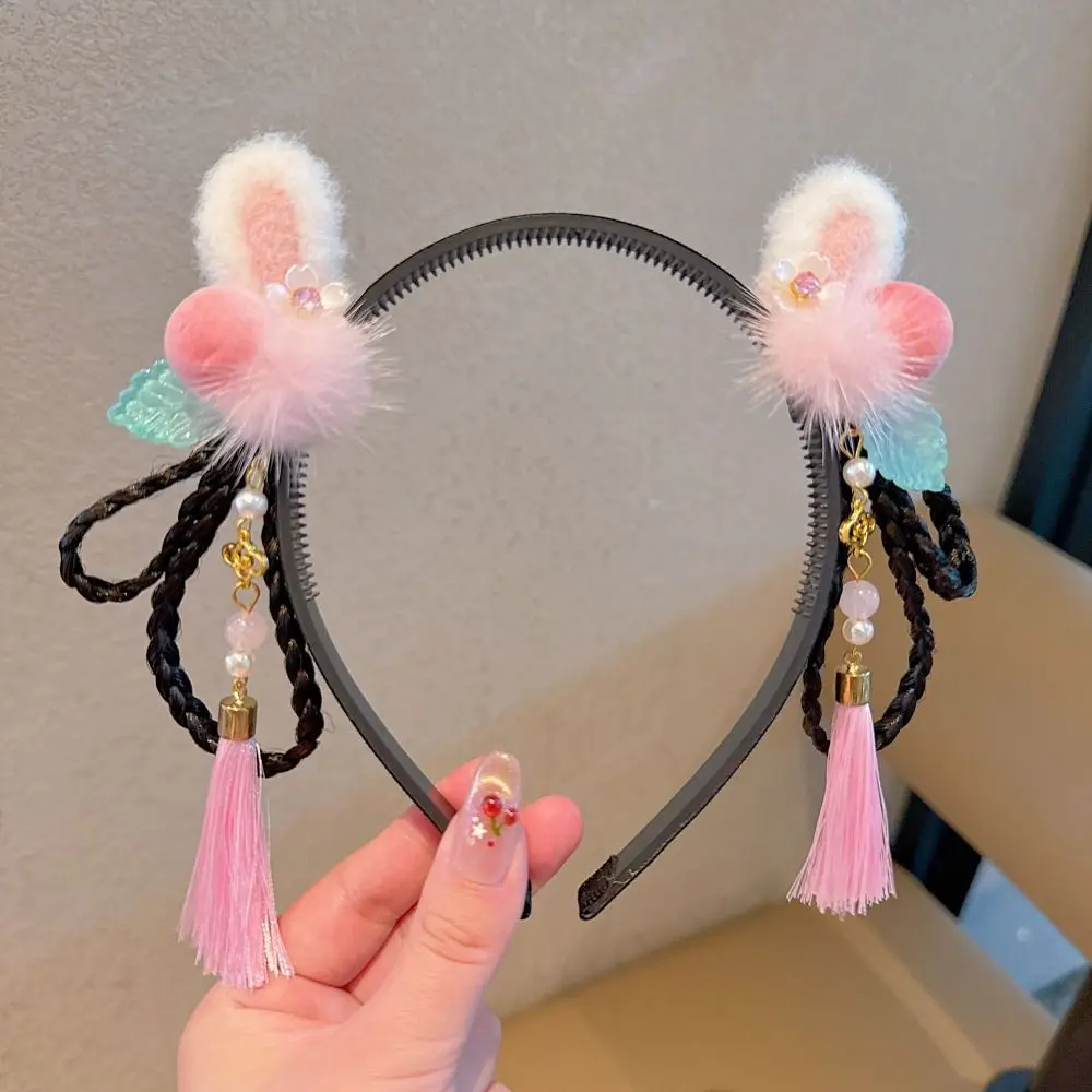 أزهار لطيفة للأطفال شعر مستعار عقال شرابة كوي الأسماك Hanfu أغطية الرأس تانغ دعوى الشعر هوب جديلة الشعر النمط القديم الأحمر هيرباند الفتيات