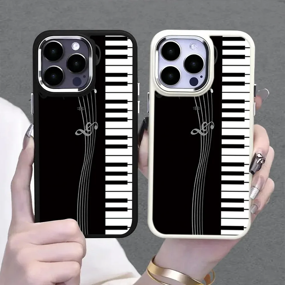 Новый дизайн, чехол для телефона с музыкальным пианино и ключом для iPhone 16, 15, 14, 13, 12, 11 Pro XS MAX XR 7 8 Plus SE 2020 2022, чехол с металлической фоторамкой