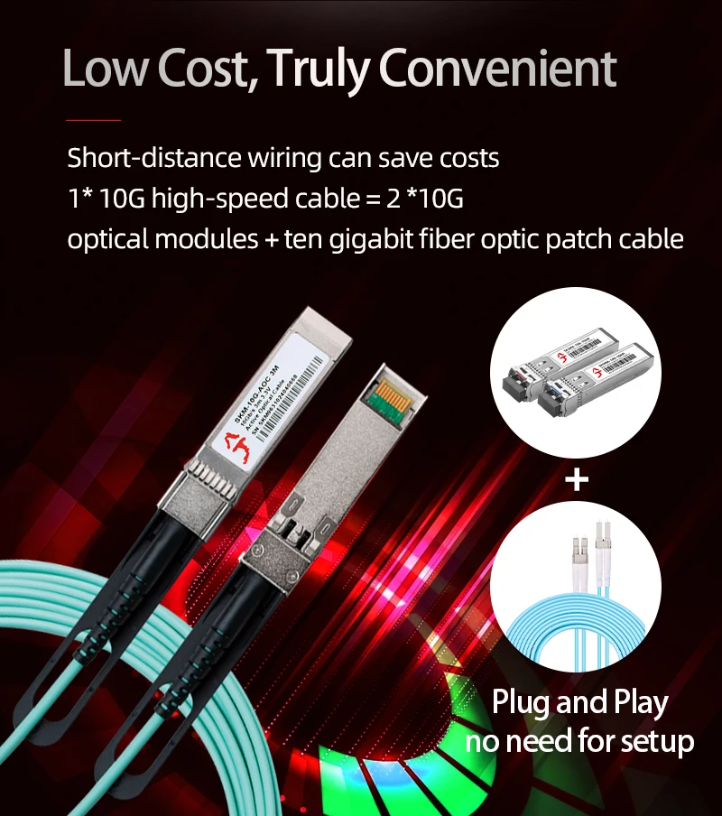 XikeStor 10G AOC Lan-Kabel SFP+ Ethernet-Anschluss, kompatibel mit 2,5G Gigabit Plug and Play 1M/3M/5M breite Kompatibilität – Detail 6