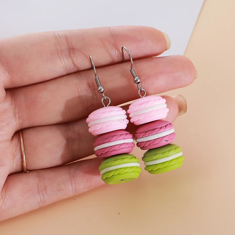 

Lovely Macaron Earrings Resin Funny Gift Selection
