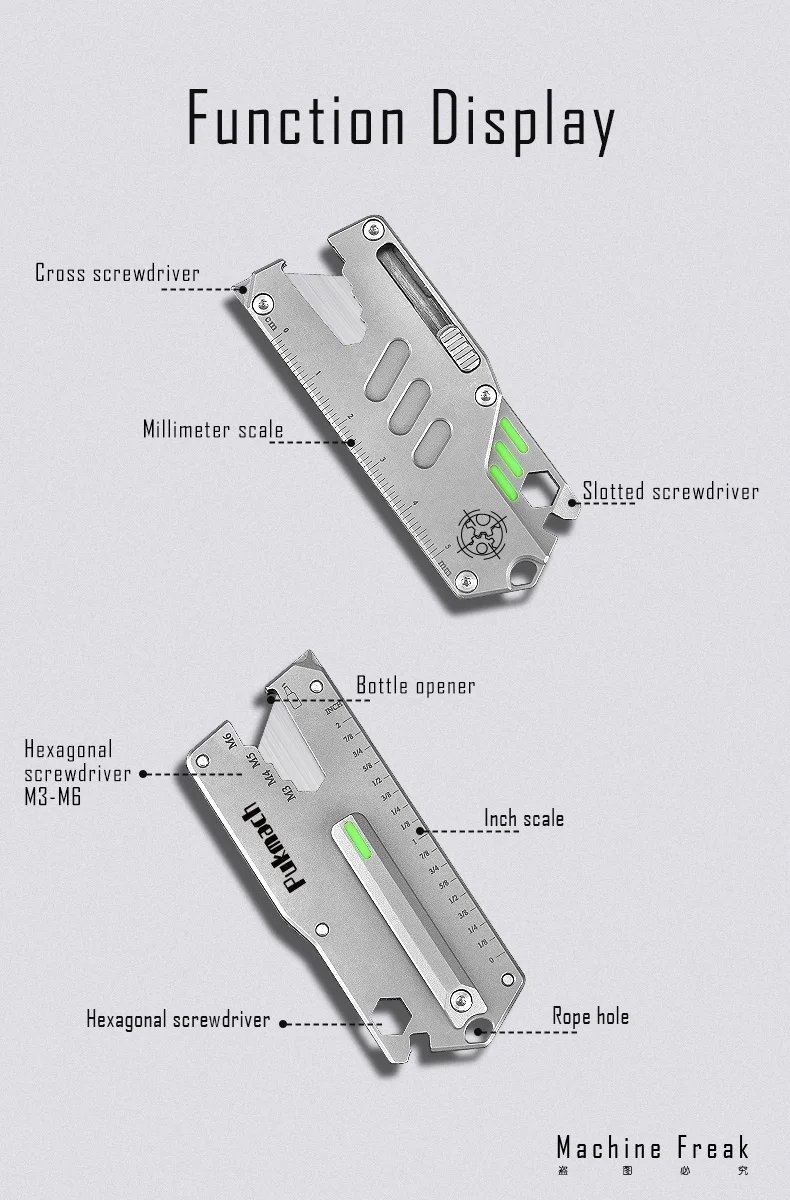 TC4 Titanium EDC Multi-tool Utility Knife SK5 Blades Pocketknives Wallpaer Paper Cutter with Luminous tube Outdoor Tool Dropship