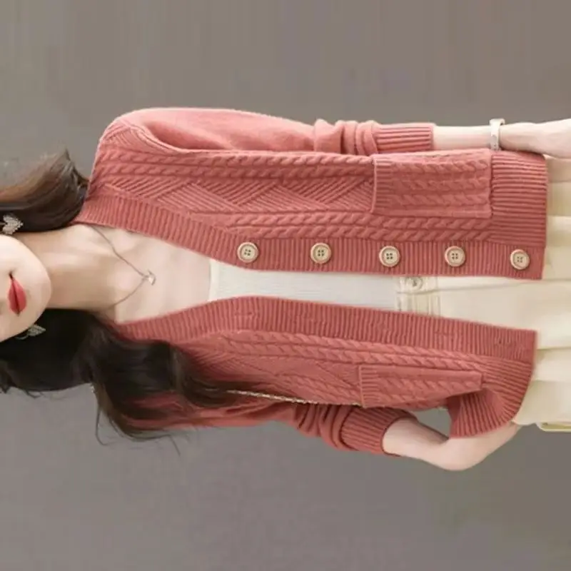 

Кардиган для женщин, новый весенний женский модный вязаный кардиган, женский весенне-осенний толстый свитер для мам среднего возраста, пальто