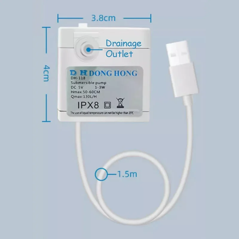 5V ウォーターポンプ超静音 USB プラグ水槽ミニマイクロ濾過サイクル底部吸引水中ポンプヘッド 0.5 メートル