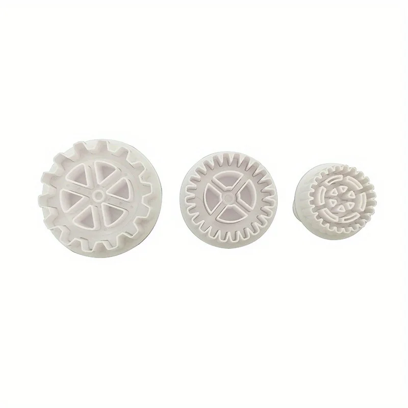 3pcs/set Plastic Gear Design Cookie Mold, Fondant Cutters Perfect For Cake Decorating & Cookie Baking