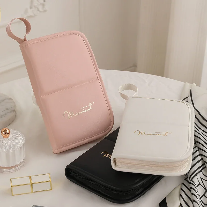 Fashion Women Cosmetic Bag Travel Pu Leather Ladies Makeup Brush Storage Bag Portable Case Female Eyebrow Pencil Purse Handbags