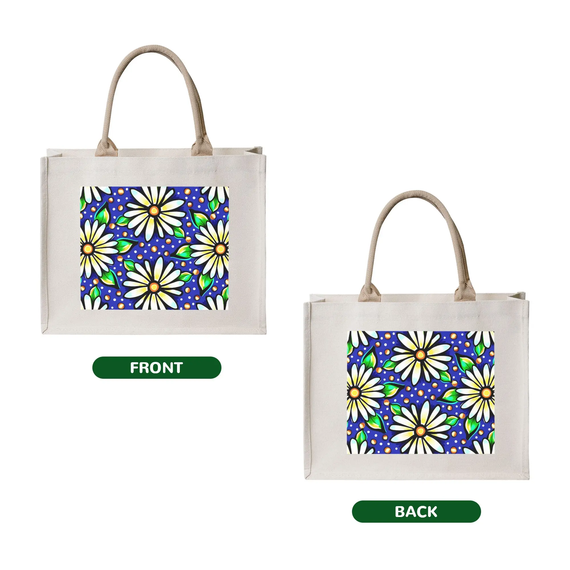 Daisy Scattered Floral  Grocery Tote Shopping Bags Women Funny Flowers  Shoulder Shopper Bags Big Capacity Handbags