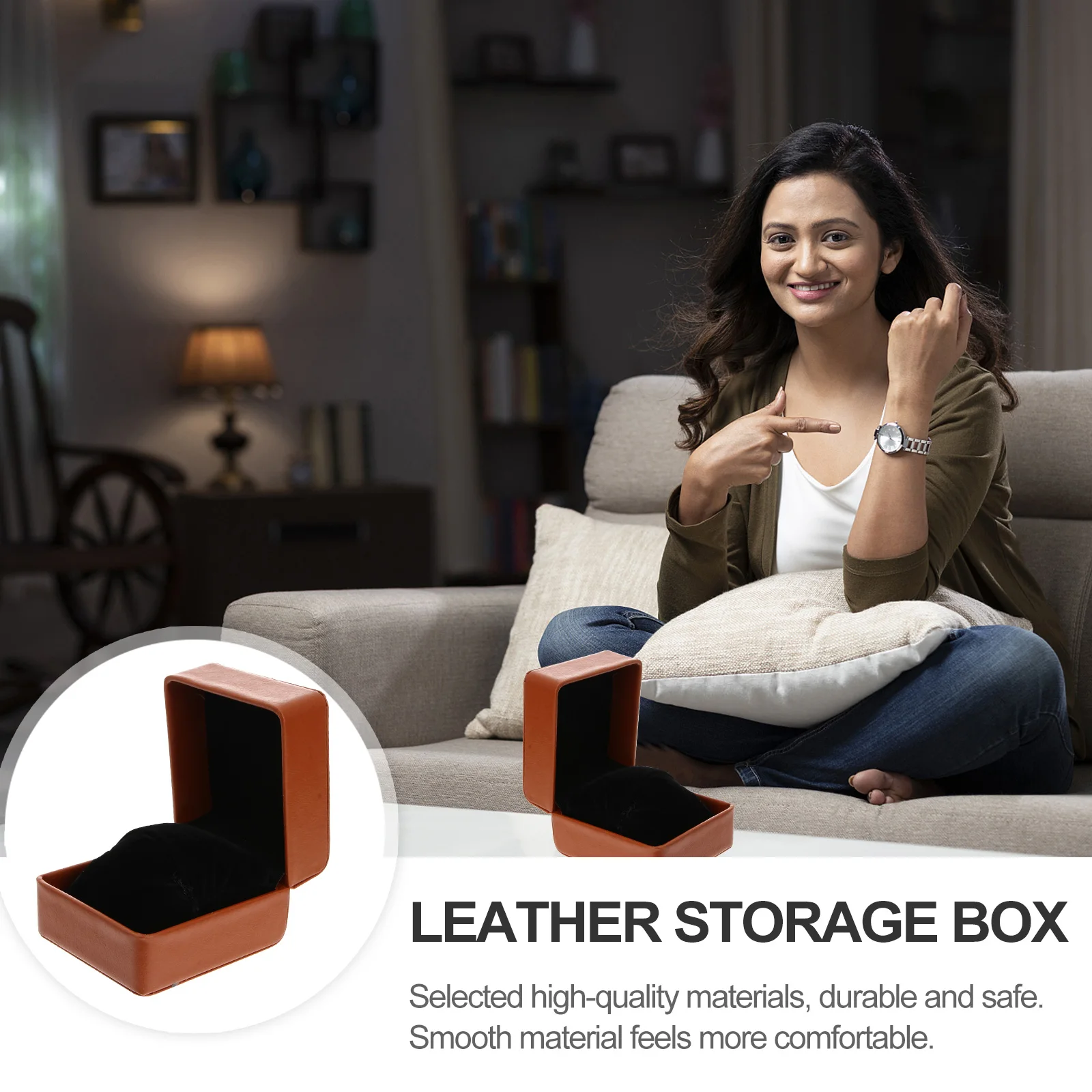 

Luxury Pu Watch Box Elegant Jewelry Storage Display Case Wristwatches Accessories Organizer Detachable Pillow Design
