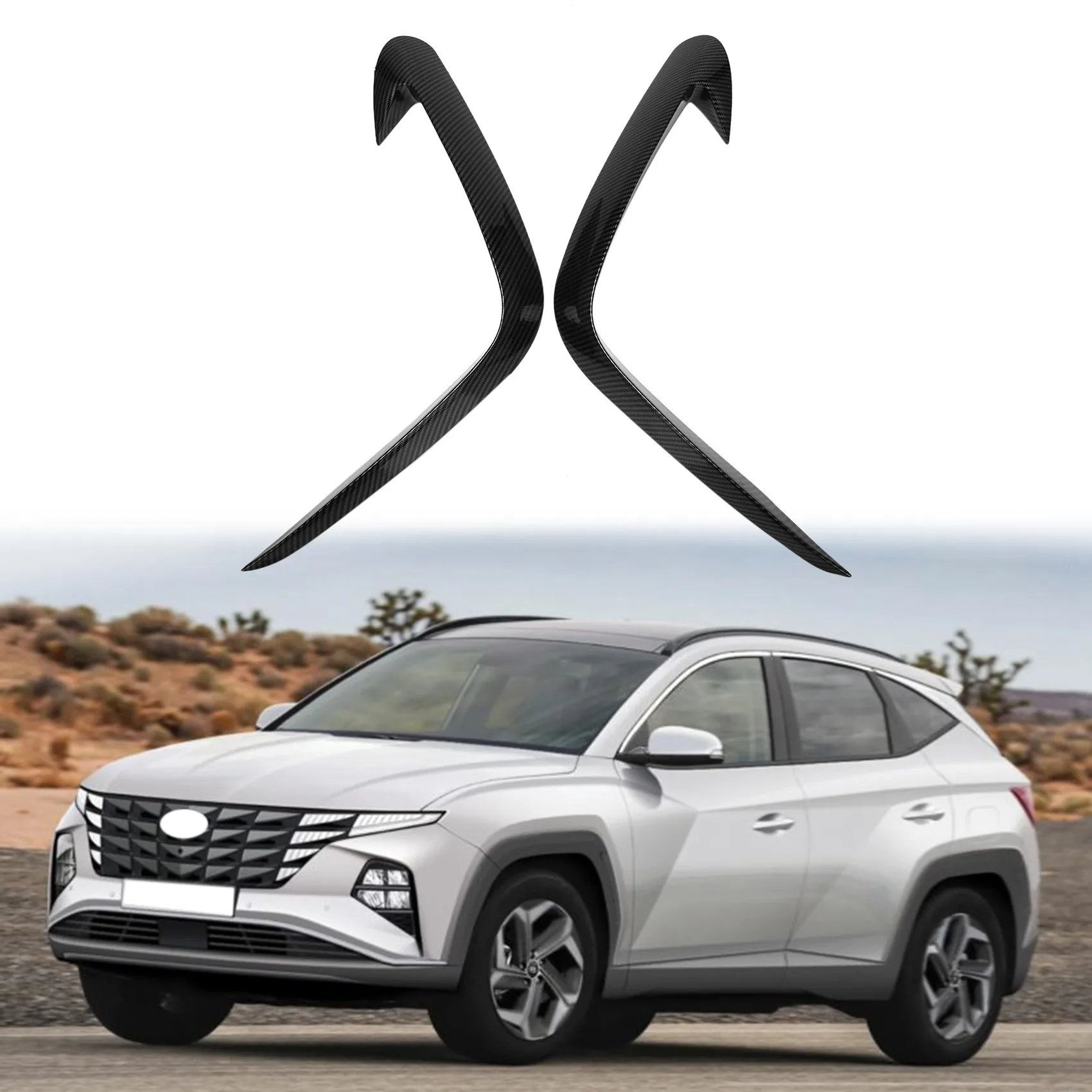 Per Hyundai Tucson NX4 2020 2021 Anteriore Fendinebbia Copertura Della Lampada Trim Paraurti Stampaggio Contorno Sopracciglio Palpebra In Fibra di CarbonioJAS