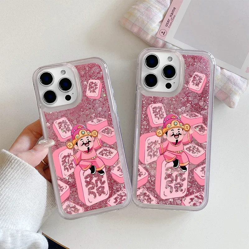 

Чехол для телефона Dynamic Quicksand Liquid Heart с блестками для iPhone 11, 12, 13, 14, 15, 16 Pro Max God of Money Lucky Rich Pink Cover Shell
