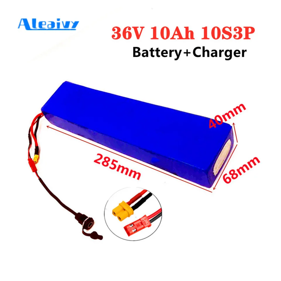 electric bicycle battery 36V 10Ah 10S3P 18650 lithium battery pack 42V 250W~600W, suitable for Xiaomi Essential scooter+charger