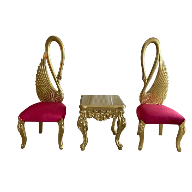 European solid wood carving image chair swan shape dining chair high-end club hotel