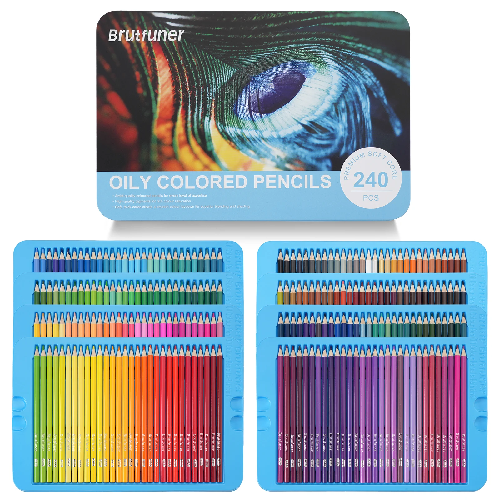 

240-Color Artist Colored Pencils Set for Adult Coloring Books, Soft Core, Professional Numbered Art Drawing Pencils