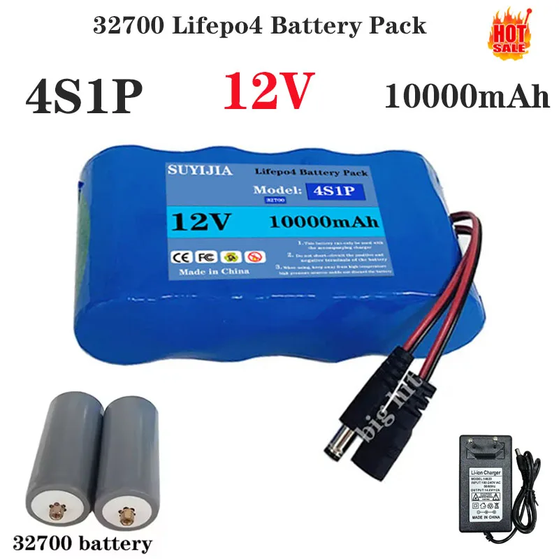 Hot32700 4S1P12V 10Ah Lithium Iron Phosphate Battery Pack with4S Balanced BMS for Electric Boat UPS Uninterruptible Power Supply