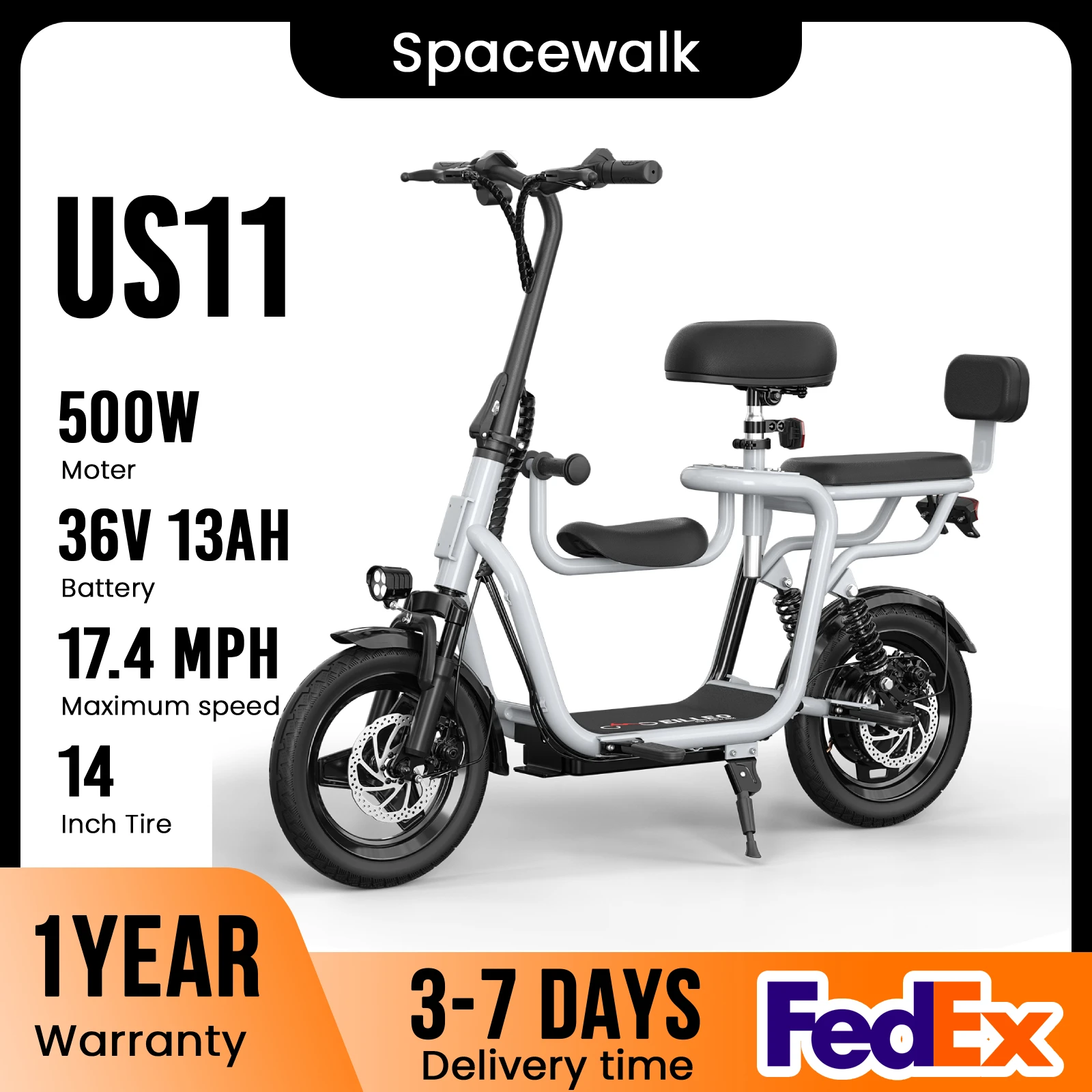 

36V E Scooter with Seat,Adults Electric Scooter with 500W Power Motor 17.4mph 20 Mile,with Height Adjustable Seat & Dual Brakes