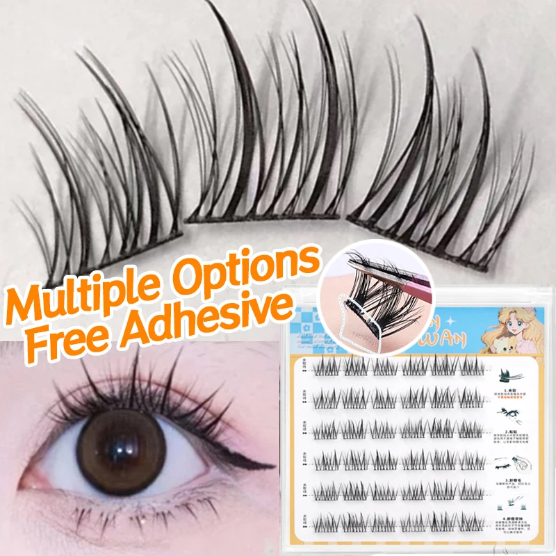 

Glue-free False Eyelashes Self-adhesive Reusable DIY Segmented Clusters Lashes Extension Enlarge Makeup Individual Manga Lashes