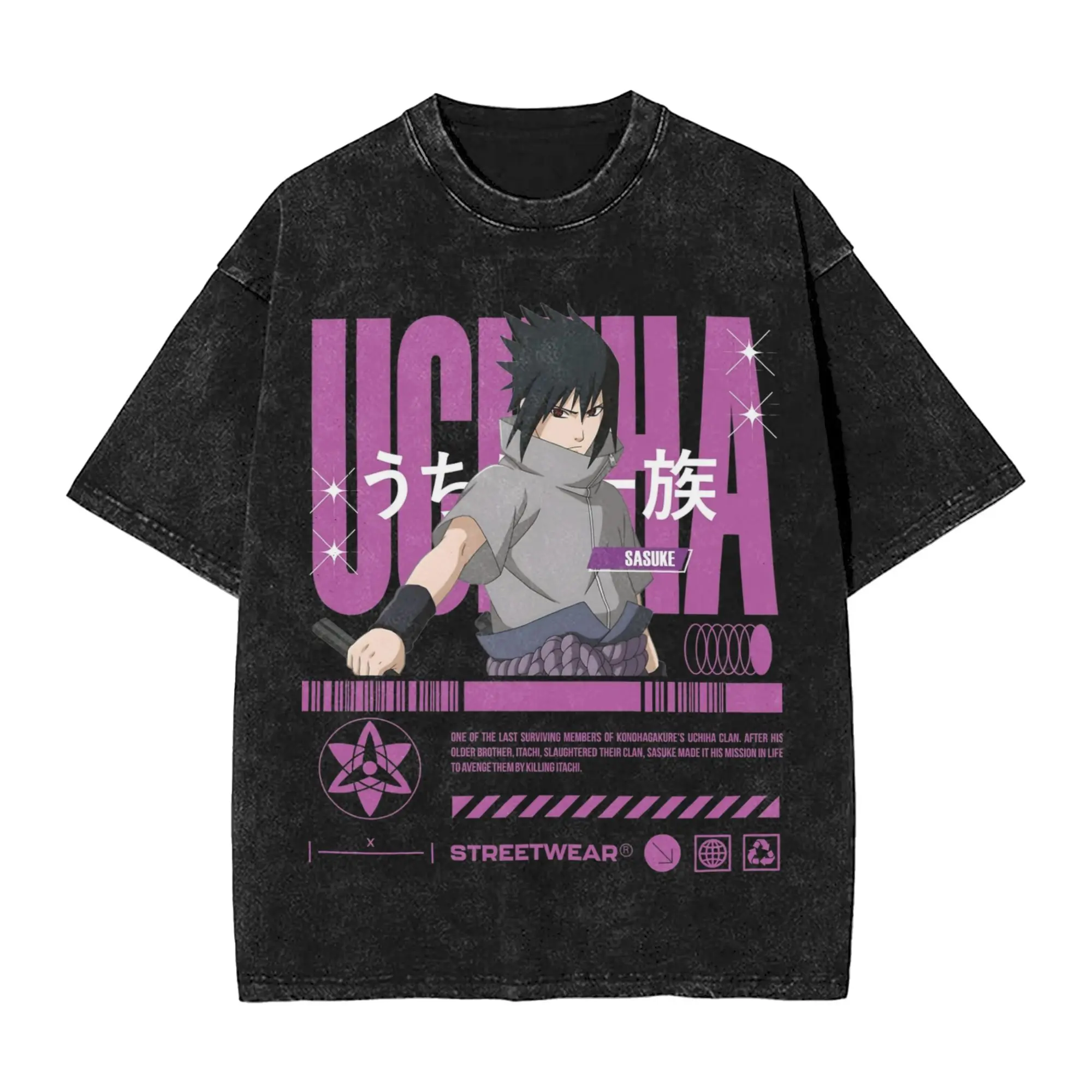The last survivor Narutoes Anime Washed T Shirt Streetwear Hip Hop Vintage T-Shirt Tees Tops Men Women Oversize Graphic Printed