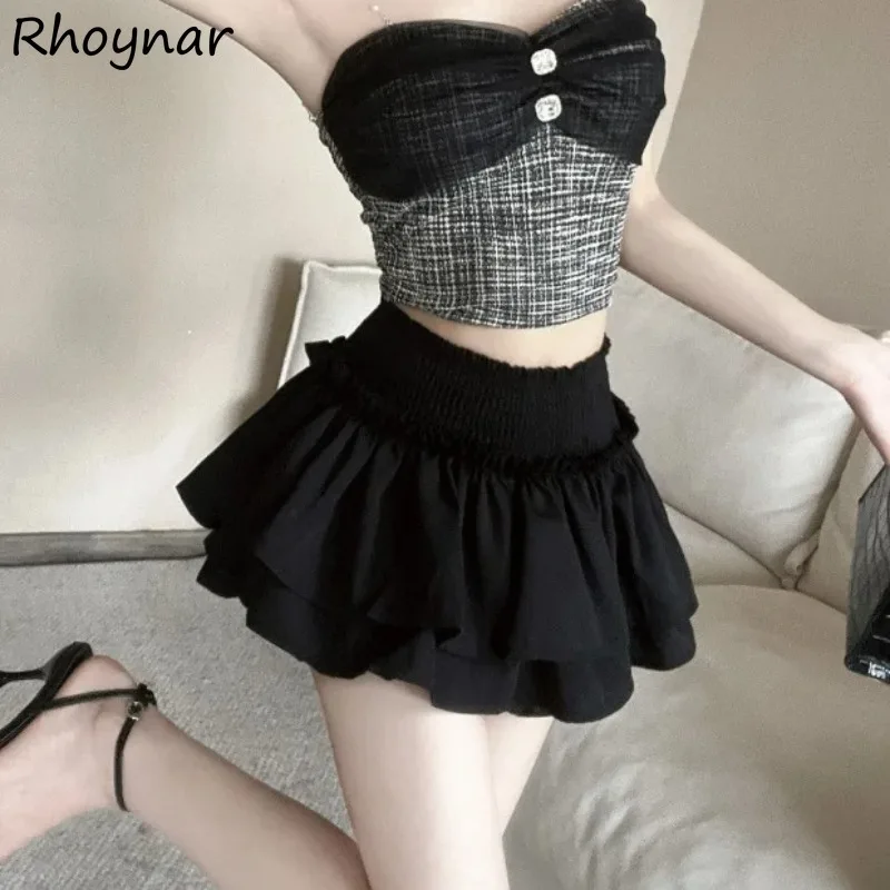 Elastic Waist Skirts for Women All-match Attractive Sexy Sweet Girls Summer Streetwear Stylish Princess Comfortable Club New