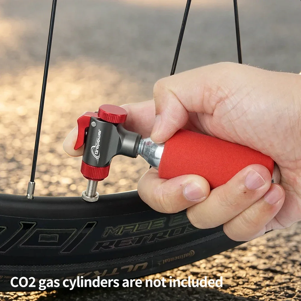 Tirepower Portable Bicycle Mini CO2 Pump Tire Inflator For Schrader Presta Adapter MTB Road Bike Aluminum Alloy Automatic Pump