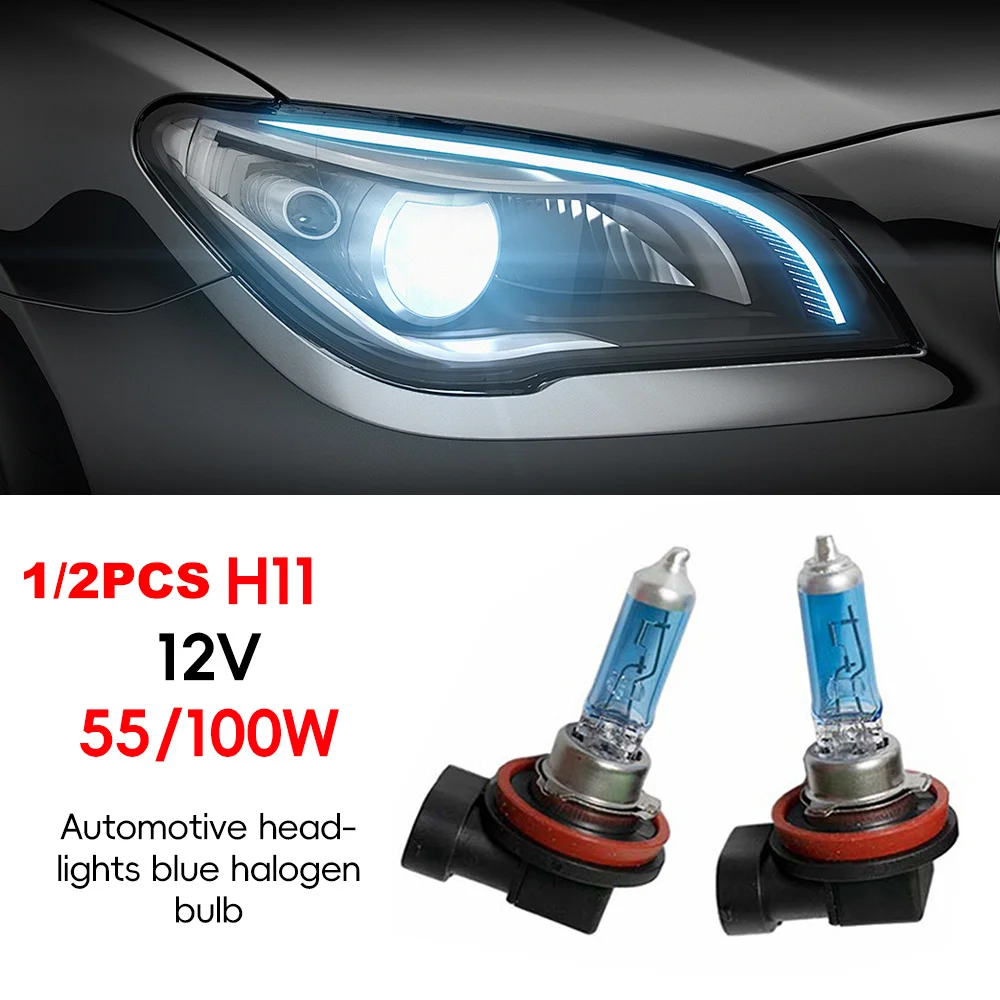 55/100W H11 Halogen 12V Car Replacement Halogen Bulbs Amber Low-Beam Car Headlight Fog Lights Driving Light Bulbs Clear