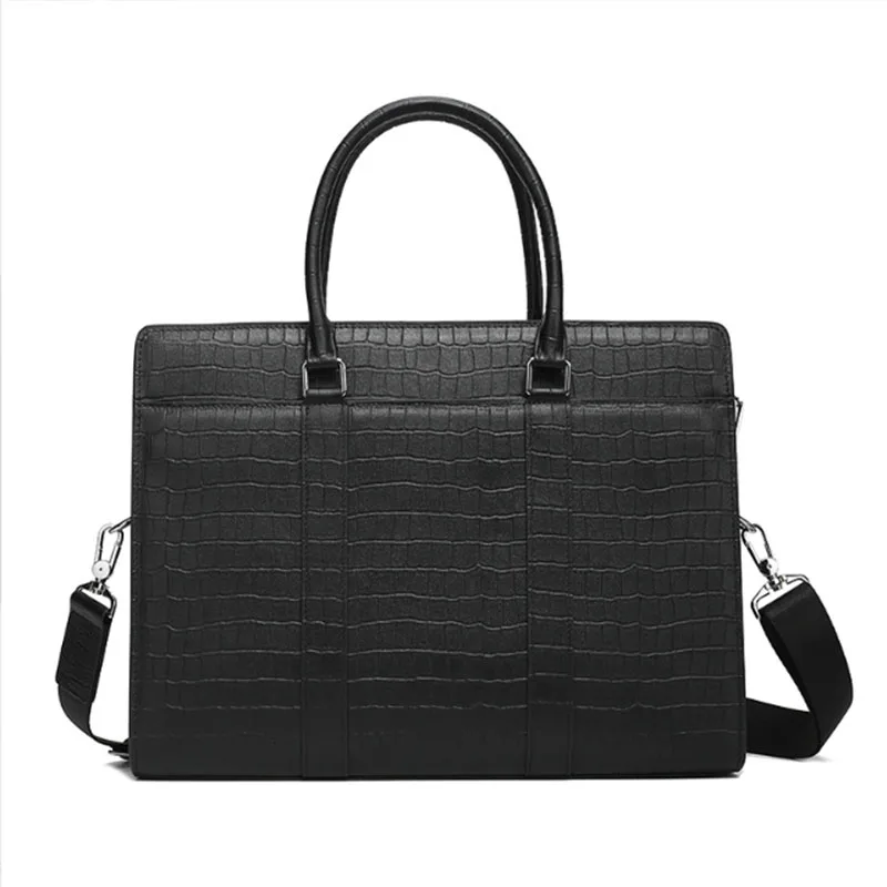 

Genuine leather men's bag with crocodile pattern, men's luxury handbag, high-quality anti-theft password lock, men's briefcase