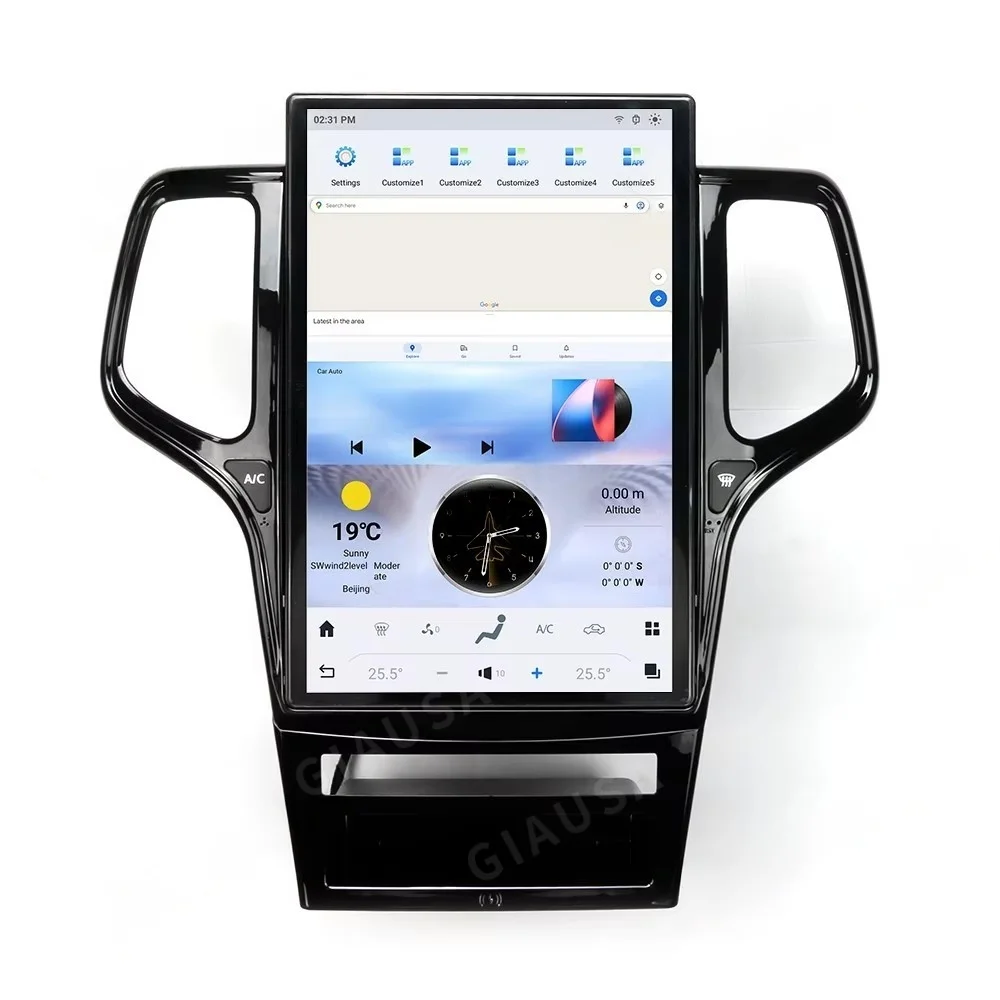 14.4 inch Scherm Multimedia Speler Radio Voor Jeep Grand Cherokee 2010-2014-2021 CarPlay Auto GPS Navigatie Android 13 Head Unit - afbeelding 2