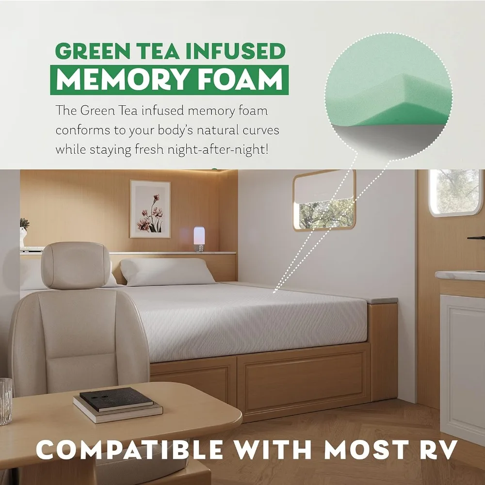 سرير مرتبة تخييم من إسفنج الذاكرة مقاس 10 بوصة في صندوق، مصمم ومجمع في الولايات المتحدة الأمريكية، معتمد من CertiPUR-US، مقاس 80 × 72، نوم مريح #4